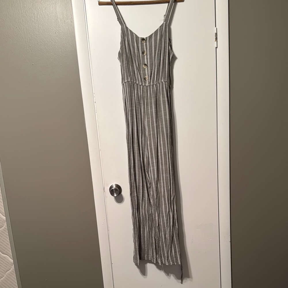 Striped Gray Maxi Dress